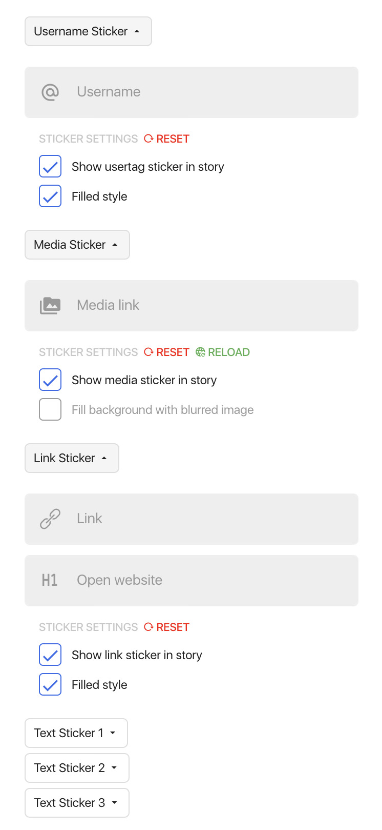 Story builder advanced settings