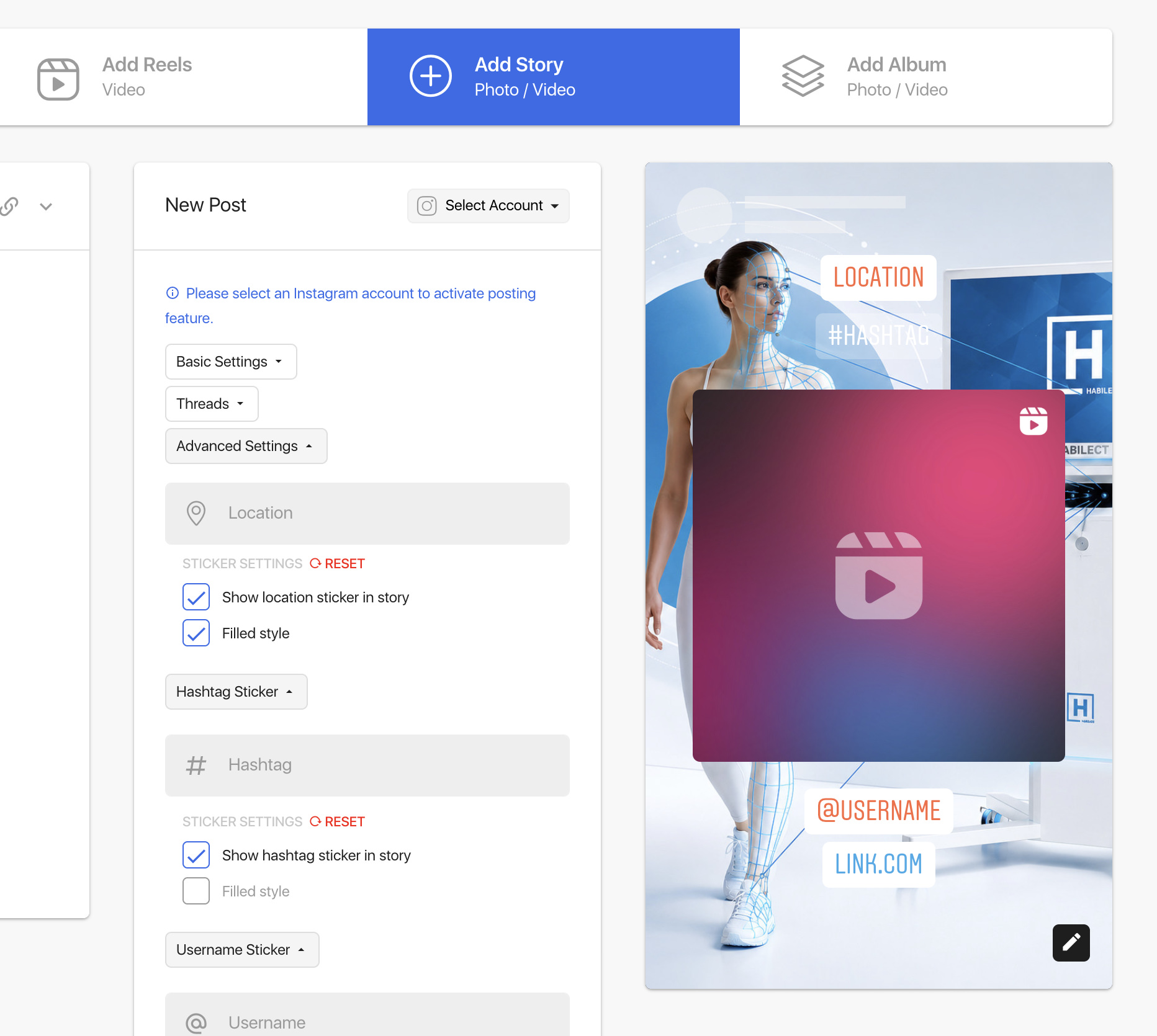 Instagram story builder
