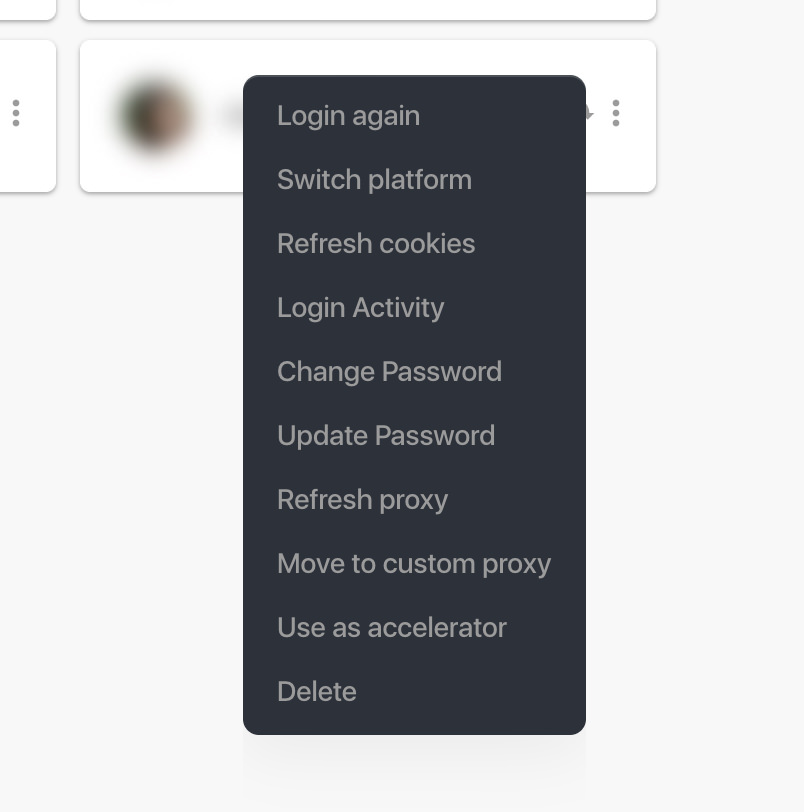 Three-dots action menu