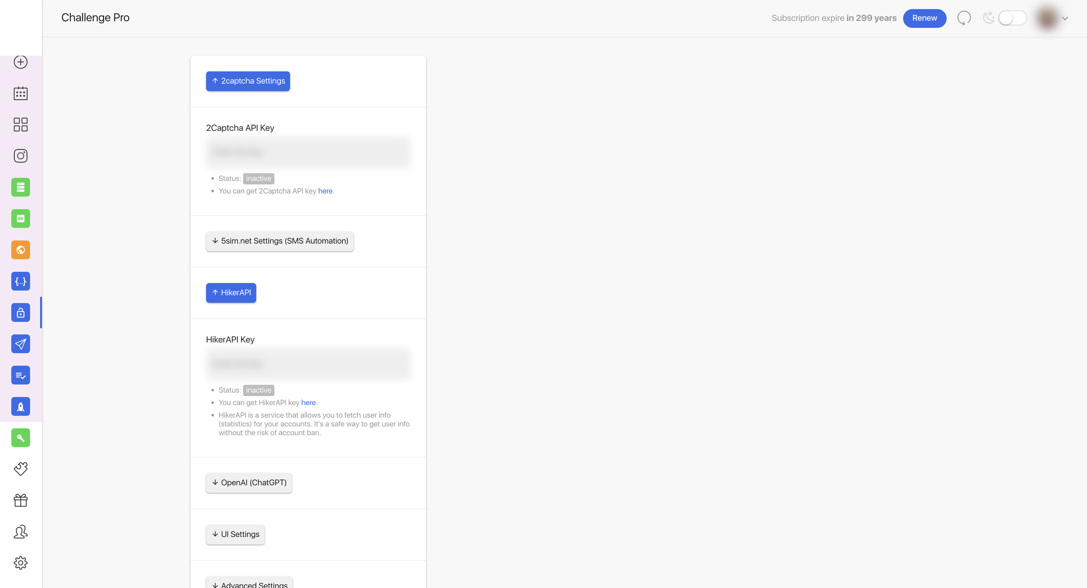 Challenge Pro settings and integrations