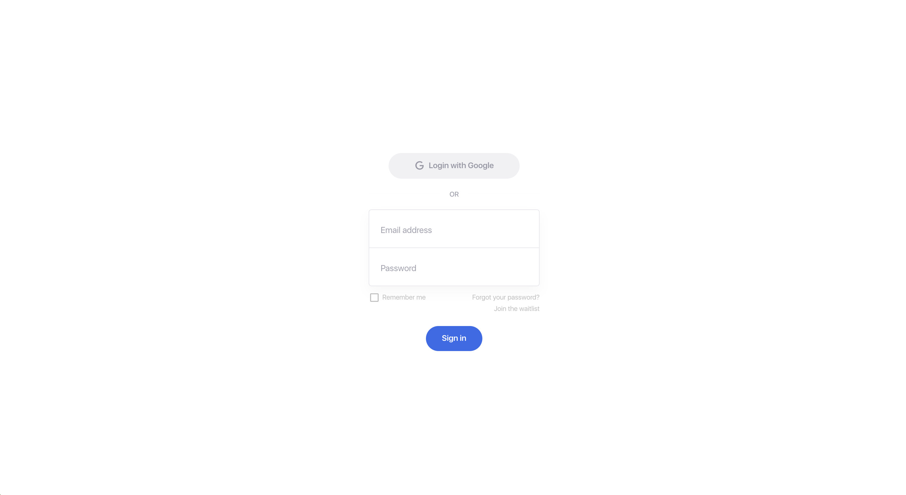User login page